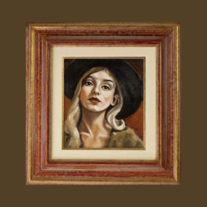 Woman with hat by André Romijn Artist portrait painter