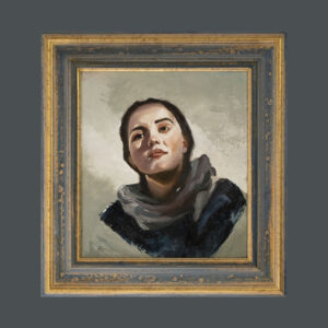 woman with scarf by André Romijn Artist portrait painter