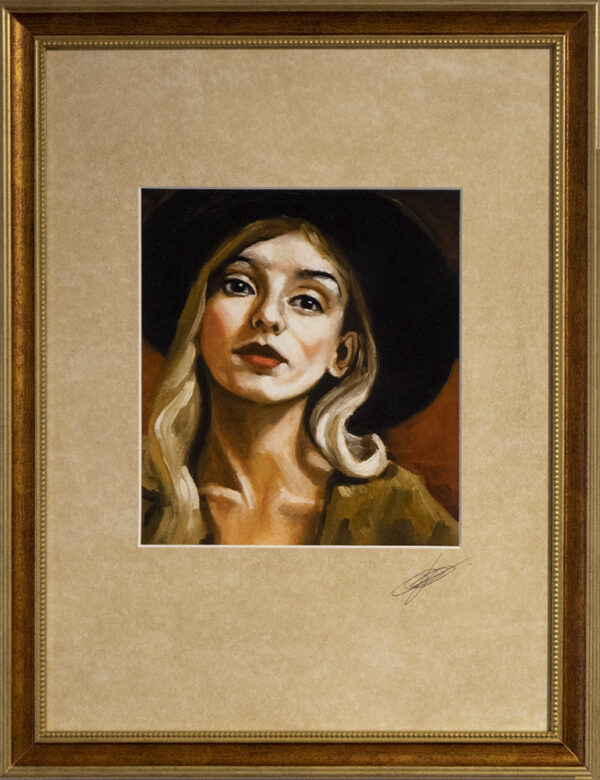 Woman with hat - Fine Art Print FRAMED