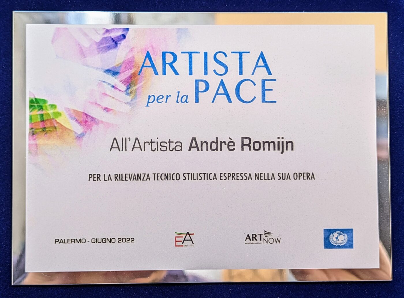Unicef Palermo André Romijn Artista per la pace